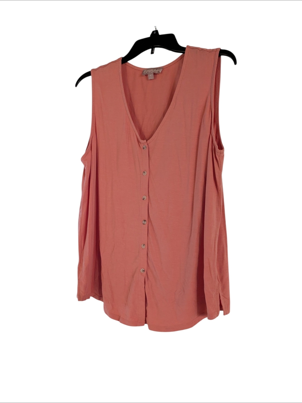 NWOT Brushed Sleeveless Button-Front V-Neck Top - Coral Size XL